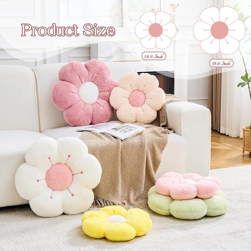 VBGYA Pink Flower Pillow Cute Flower Shaped Decorative Pillow 14.9" Daisy Pillow Aesthetic Home Decor Floral Throw Pillows Floor Seat Cushion for Xmas Bedroom Couch