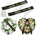 Norme Memorial Funeral Sash - 2 Pcs Satin Ribbon in Loving Memory | 63x3.8'' Black for Casket Wreaths
