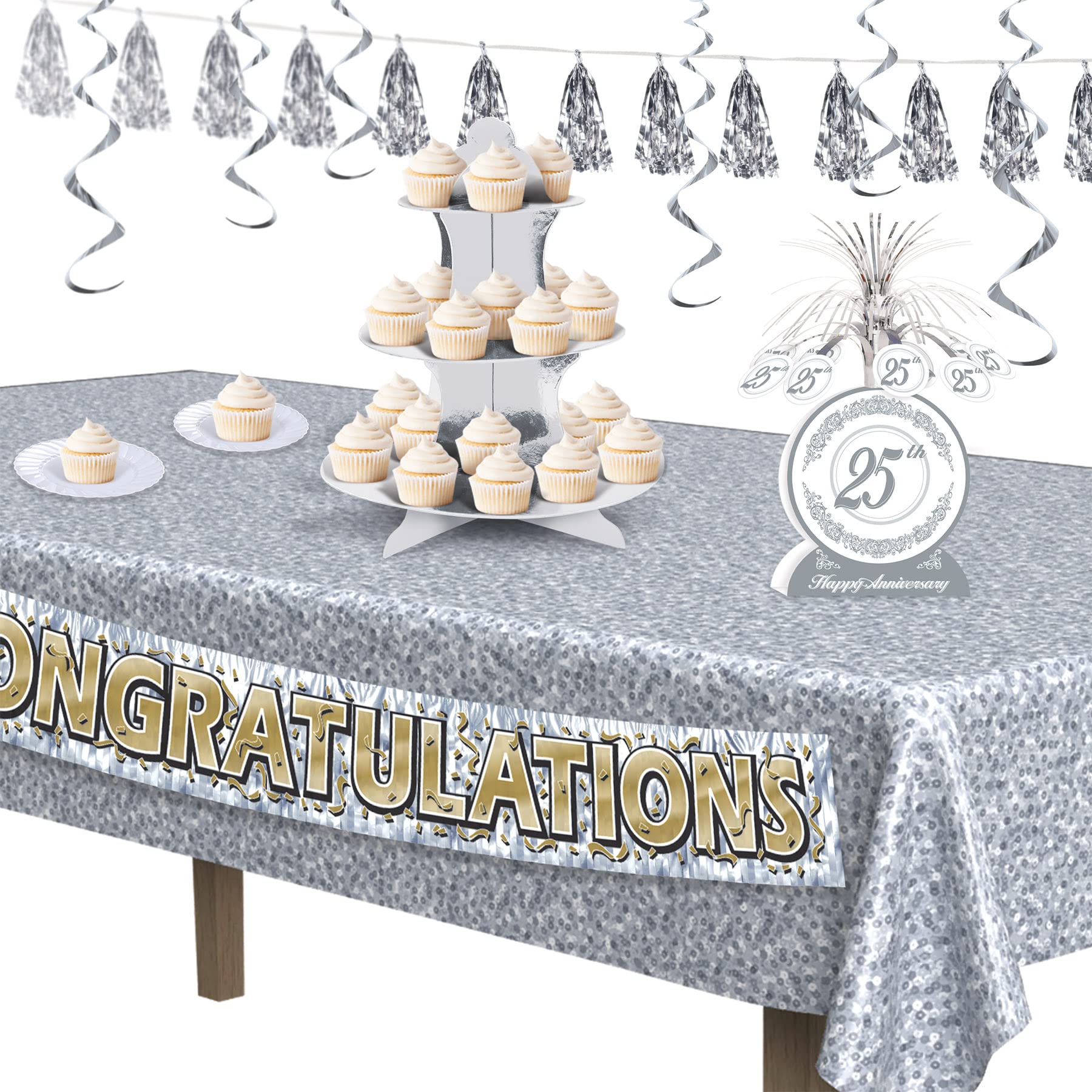 25th Anniversary Centerpiece Party Accessory (1 count) (1/Pkg)