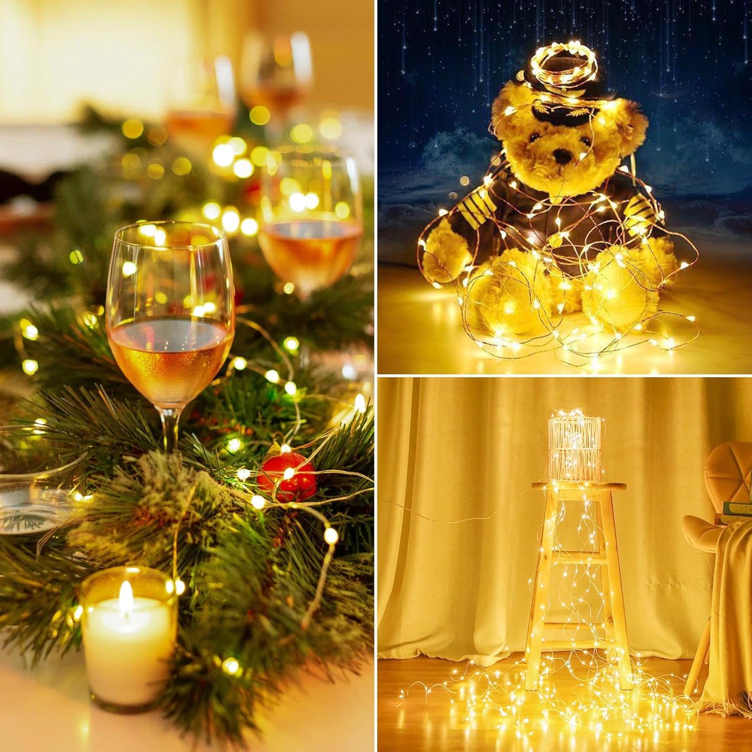 Skiennix 80FT 240LED Fairy Lights - Battery Operated with Remote & Timer | 8 Modes for Indoor/Outdoor Use, Warm White