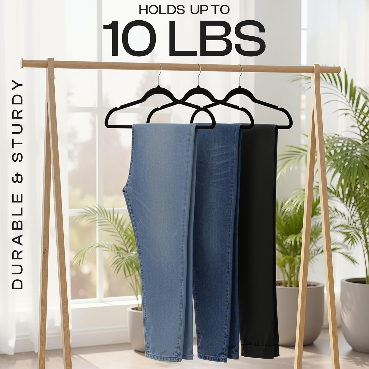 Utopia Home Velvet Hangers - Luxury Non-Slip Slim Coat & Pant Hangers, 100 Pack, Black