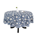FYNITE Classic Indigo Vine Tablecloth | 90" Inches Round | 100%Cotton | Hand Block Print | Washable | Farmhouse & Fall Decor | Table Cover for Halloween | Thanksgiving | Christmas | Wedding | Parties