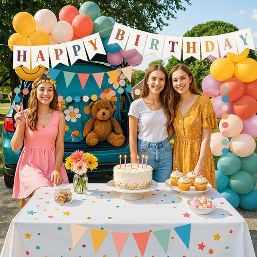 Kriyokiaa Retro Boho Happy Birthday Decorations Set with Groovy Rainbow Balloons, Happy Birthday Banner, Paper Flag, Circle Confetti Garland, Retro Birthday Party Decorations for Indoor Outdoor