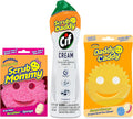 Scrub Daddy Scrub Mommy | Scratch-Free Dual-Sided Kitchen & Bathroom Scrubber + Cif All-Purpose Cleaner - Complete Cleaning Supplies Kit