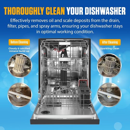Dishwasher Cleaner Tablets - Heavy Duty Lemon-Scented Descaler Pods | 24 Tablets for Optimal Performance