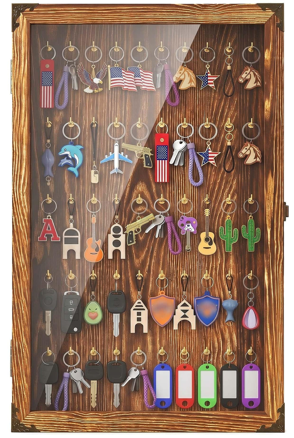bimiti Wall-Mounted Keychain Display Case - 5-Tier Organizer Shelf for Large Capacity Storage, Perfect for Pocket Watches, Fishing Lures, Collectibles & Home/Office Decor