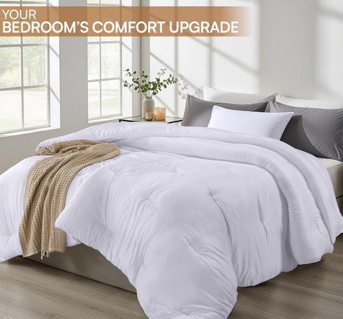 Utopia Bedding Comforters Queen Size, All Season Duvet Insert, Down Alternative Queen Comforter with Corner Tabs, Machine Washable Bed Comforter 88 x 88 Inches (White)