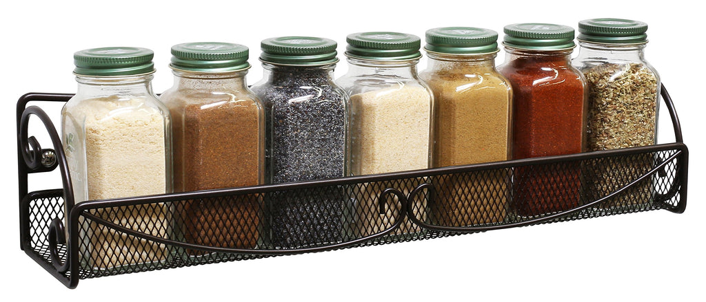 Deco Brothers Wall Mounted Single Tier Mesh Hanging Spice Rack, Set of 2, Bronze