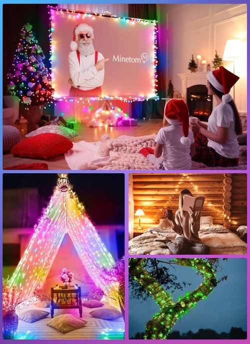 Minetom Color Changing Fairy Lights - 33FT 100 LED String Light with Remote & 12 Modes for Indoor Decor