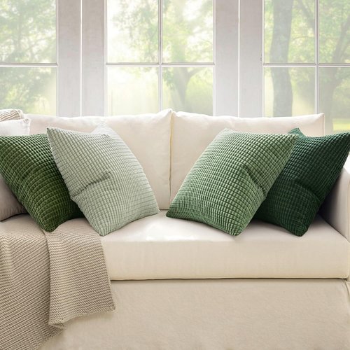 MIULEE Sage Green Pillow Covers 18x18 Inch Set of 4 Boho Farmhouse Home Decor Spring Mordern Nordic Throw Pillows Covers Summer Soft Corduroy for Couch Bed Sofa Living Room Forest Green