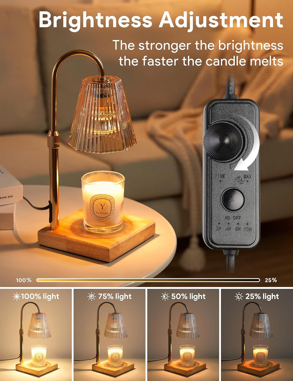 Skiennix Candle Warmer Lamp - Dimmable & Adjustable Height Wax Melt Warmer | Perfect Home Decor Gift for Women & Moms