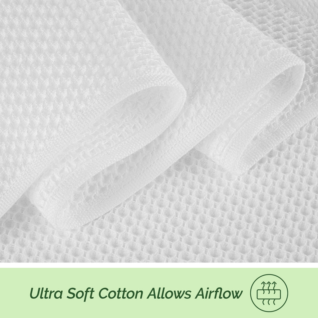 Elegant Comfort 100% Turkish Cotton 24-Pack Waffle Premium Kitchen Towels - Quick Drying and Super Absorbent Kitchen Dishcloth Towels, Ultra Soft Multi-Purpose Cleaning Towels, 13 x 13, White