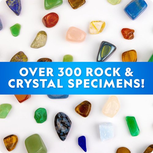 National Geographic Rock Collection Box - 300+ Gemstones, Crystals & Geodes Science Kit for Kids