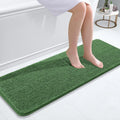 OLANLY Bathroom Runner Rugs - Soft Absorbent Chenille Bath Mat with Rubber Backing | 47x17, Olive Green