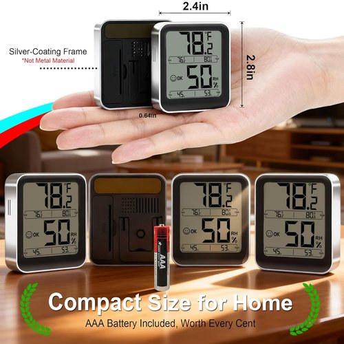 Antonki Digital Room Thermometer & Hygrometer - Accurate Temperature & Humidity Sensor with Max/Min Records | AAA Battery Included
