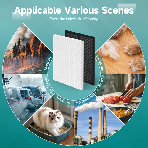 5510 5520 Replacement Filter Q Compatible with Winix 5510, 5520 PlasmaWave Air Purifi-ers, 2 H13 True HEPA and 2 Activated Carbon Filters Combo, Part# 1712-0123-00
