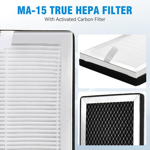 MA-15 Air Purifier Replacement Filter Compatible with Medify MA-15 Series, 3-in-1 Filtration System of MA 15 Filters H13 True HEPA, Activated Carbon and Pre-Filter (4 Pack)