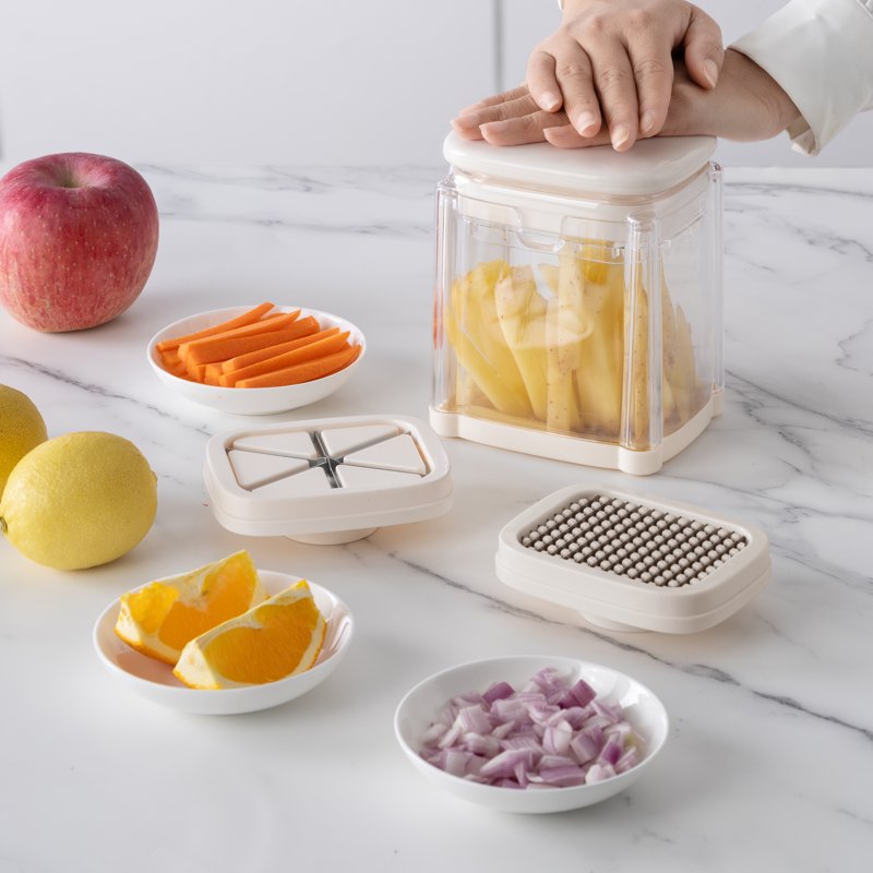 Manual Stainless Steel Food Chopper with 3 Interchangeable Blades