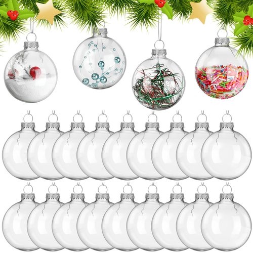 Liliful 24 Pcs Clear Glass Ornaments 2.36 Inch Fillable DIY Christmas Glass Ornament Balls for Crafts Hanging Bulbs Ornaments for Crafts Projects Christmas Party Wedding Home Decor
