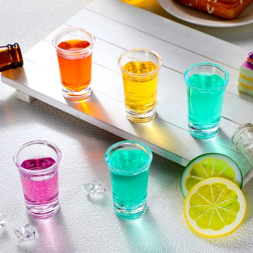 Zubebe 150 Pcs 1.5oz Acrylic Shot Glass Bulk Set with Thickened Base Plastic Clear Shot Glasses, Round Small Shot Glasses Bulk for Party