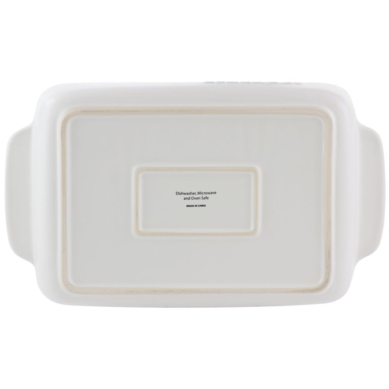 4 Quart Rectangular Stoneware Bake Pan - Cream