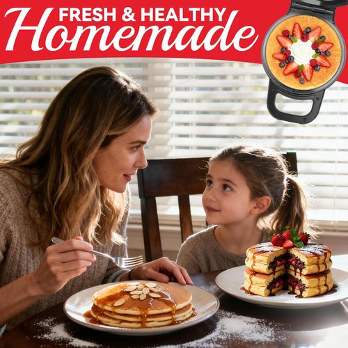 SugarWhisk Flip Pancake Maker Machine, Ceramic Coated Pancake Pan for 6.5 Inch Pancakes, Omelette, Crepe & Quesadilla, Frittata, Double Sided Omelette Pan Nonstick, Graphite