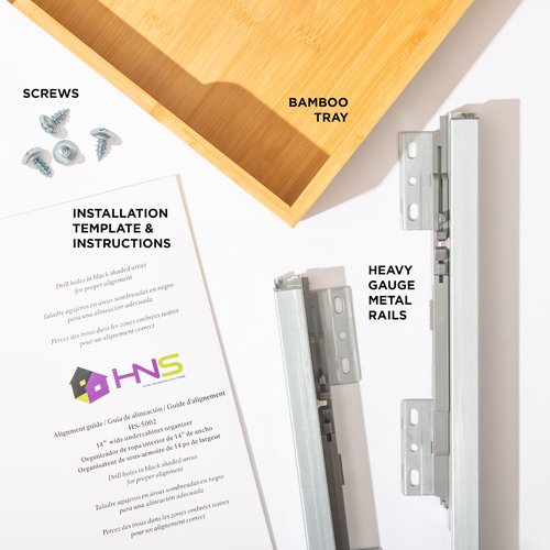 HOLDN’ STORAGE Bamboo Wooden Pull out Cabinet Organizer 14"W x 21"D Requires At Least a 15.25"W x 21"D Cabinet Opening W/Lifetime Limited Warranty, Bamboo Tray and Heavy Gauge Metal Rails
