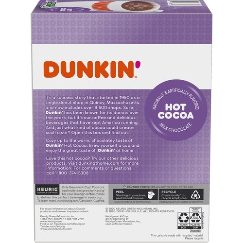 Dunkin' Donuts® Milk Chocolate Hot Cocoa Single-Serve K-Cup®, Box Of 22