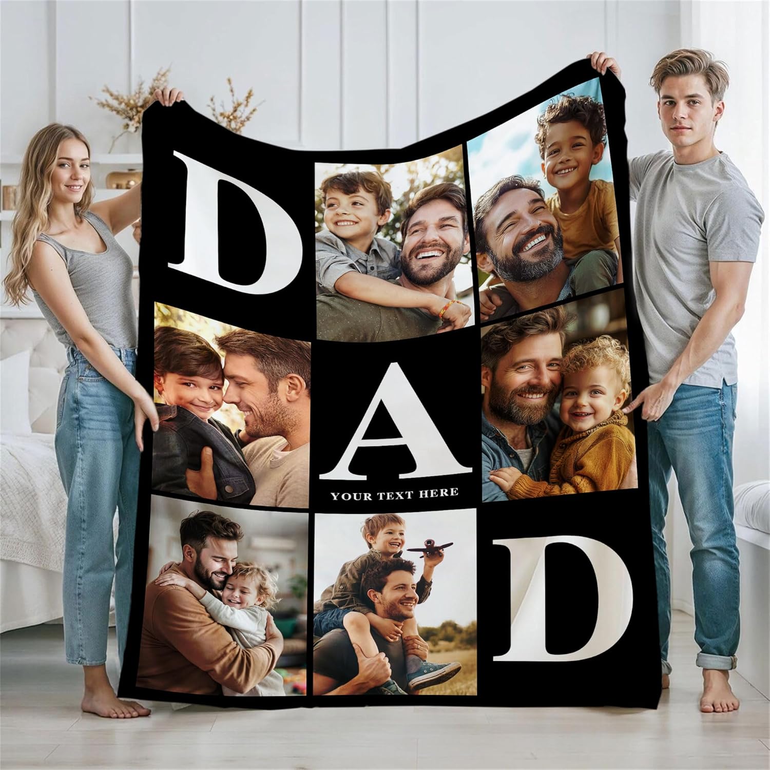 Regine Switzerland Personalized Father's Day Blanket - Custom Photo & Text Gift for Dad, Husband, Grandpa