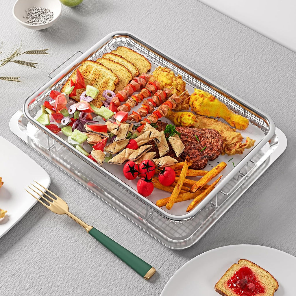 OPENICE Air Fryer Basket Set - Non-Stick Crisper Tray for Baking & Crispy Foods | Large & Medium Sizes