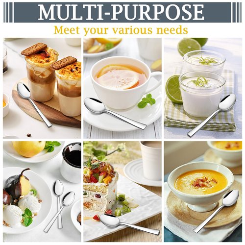 P&P CHEF Teaspoon Set (12 Pieces), 6.7" Stainless Steel Mini Tea Spoons, Premium Stirring Silverware, Kitchen Dessert Coffee Spoon Set, Mirror Finish & Dishwasher Safe