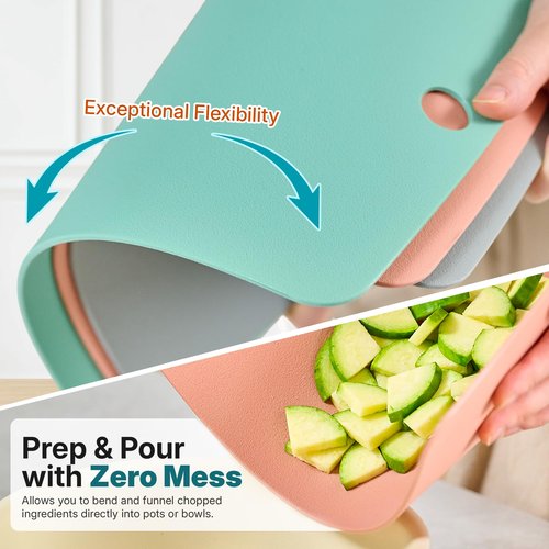 Firgi TPU Silicone Cutting Board Set of 3, BPA-Free Non-Slip Flexible Cutting Mats for Kitchen, Food Grade Silicone Chopping Boards - Dishwasher Safe Kitchen Essentials - 9" x 12"
