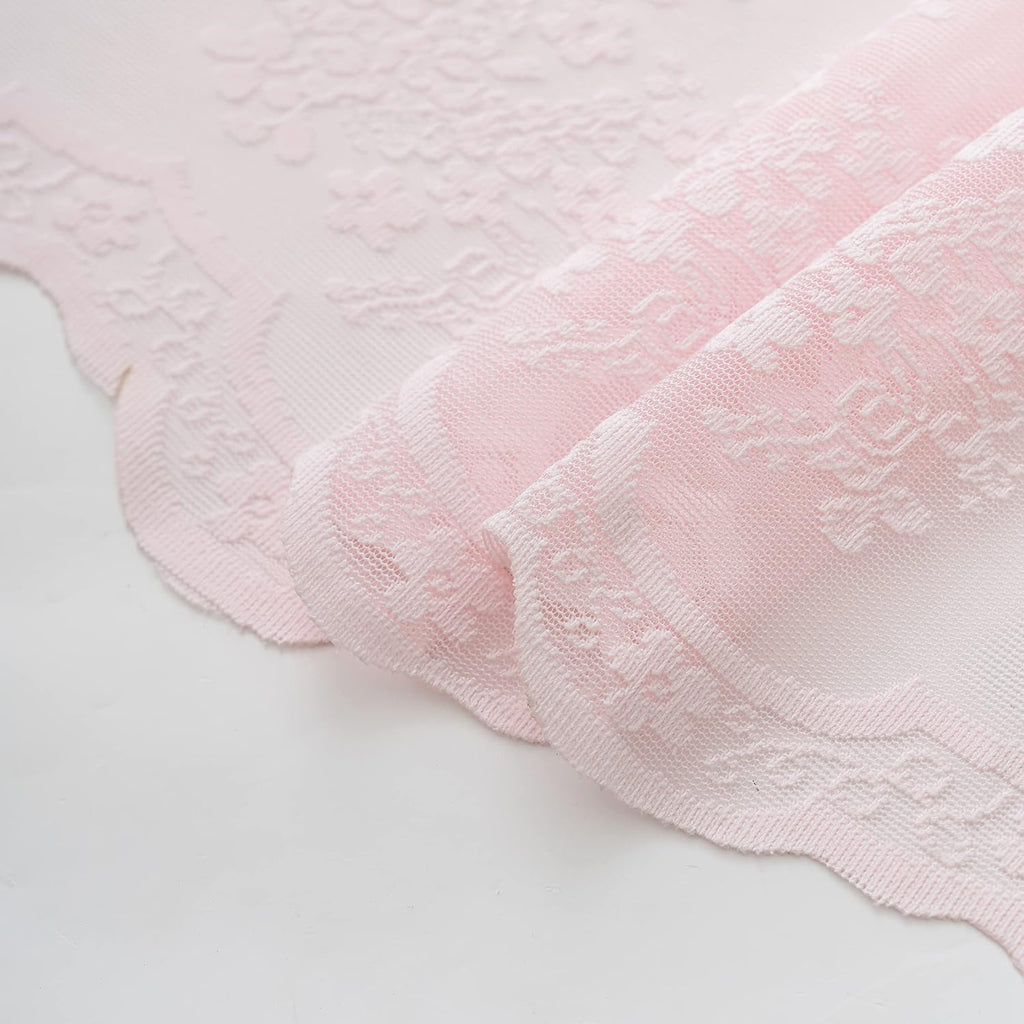 TUDECO Pink Shower Curtain - Shabby Chic Lace Design with Sheer Valance | Vintage Floral Aesthetic, 72 x 72 Inch