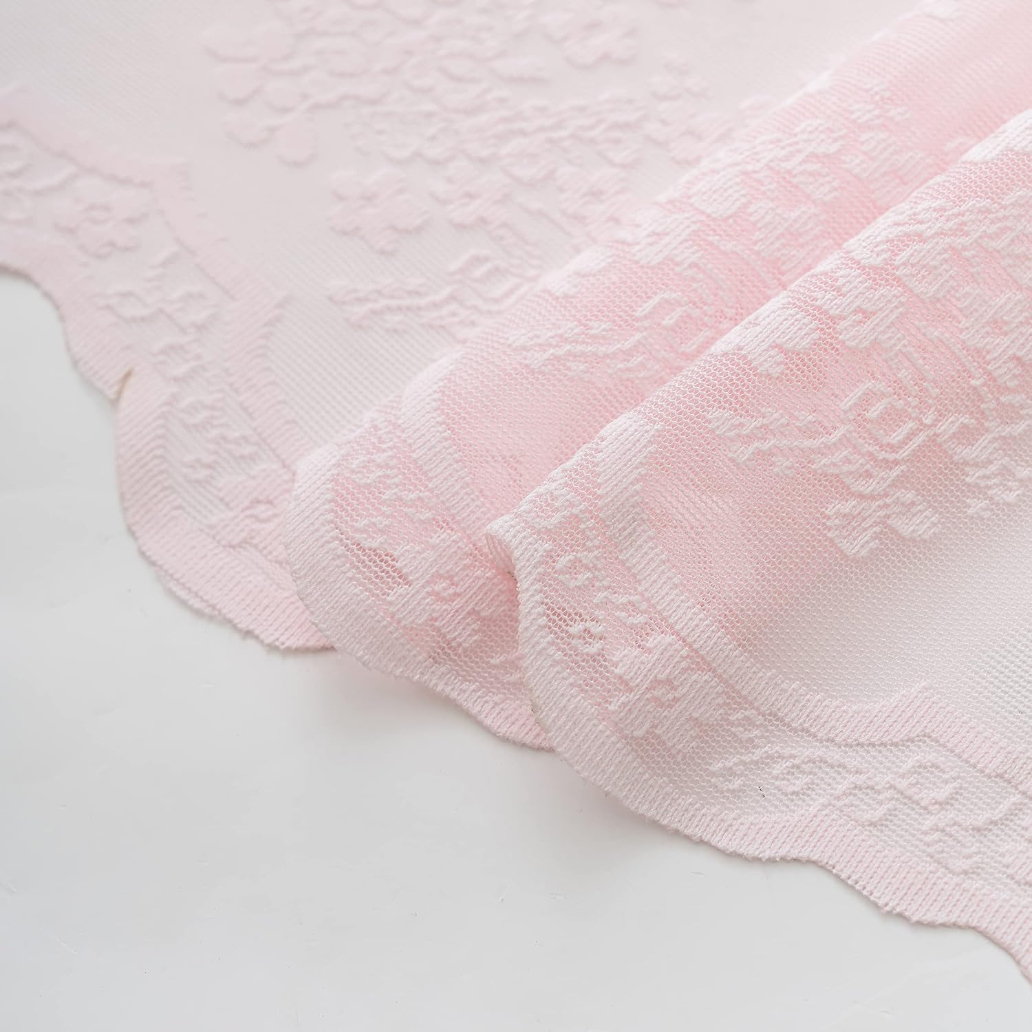 TUDECO Pink Shower Curtain - Shabby Chic Lace Design with Sheer Valance | Vintage Floral Aesthetic, 72 x 72 Inch