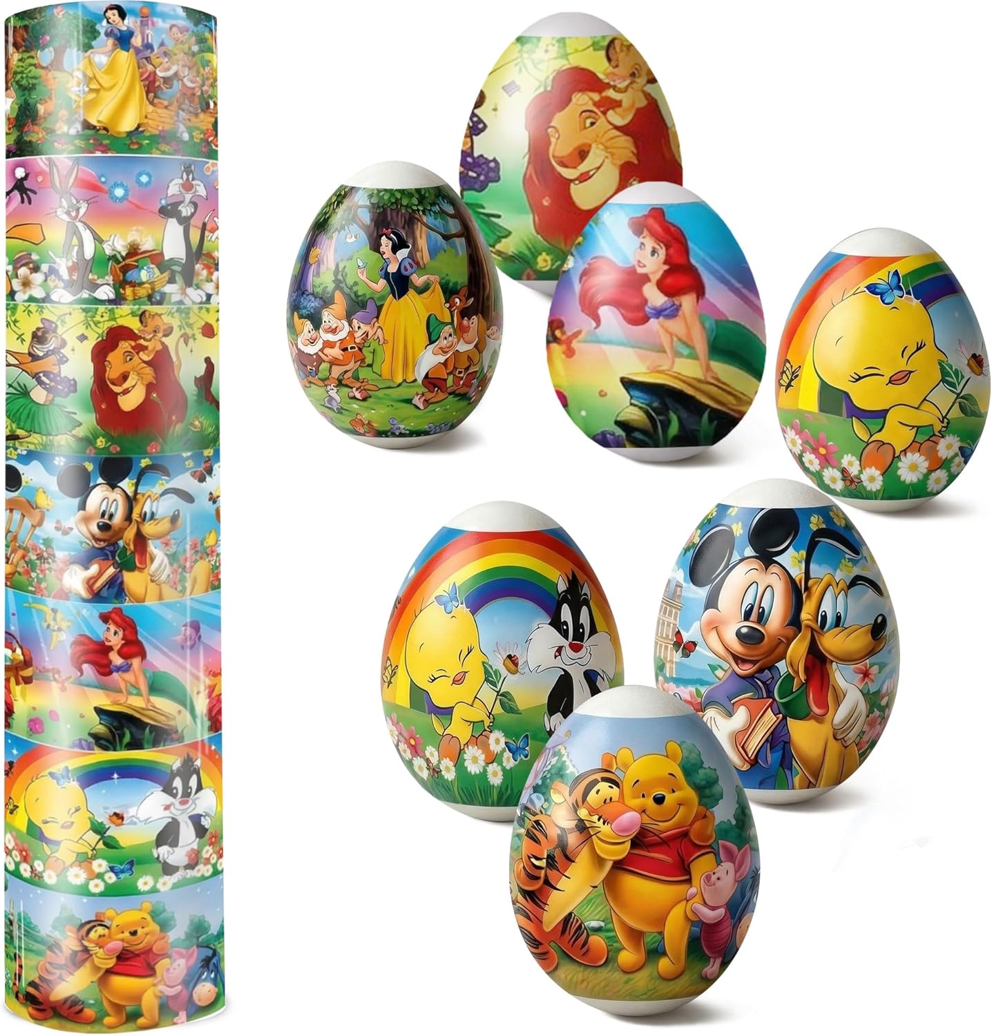 Skiennix Easter Egg Decorating Kit - Heat Shrink Sleeve Wraps & Stickers - Decorate 7 Eggs with Fun Designs