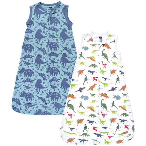 Hudson Baby Unisex Baby Interlock Cotton Sleeveless Sleeping Bag, Dinosaurs, 12-18 Months
