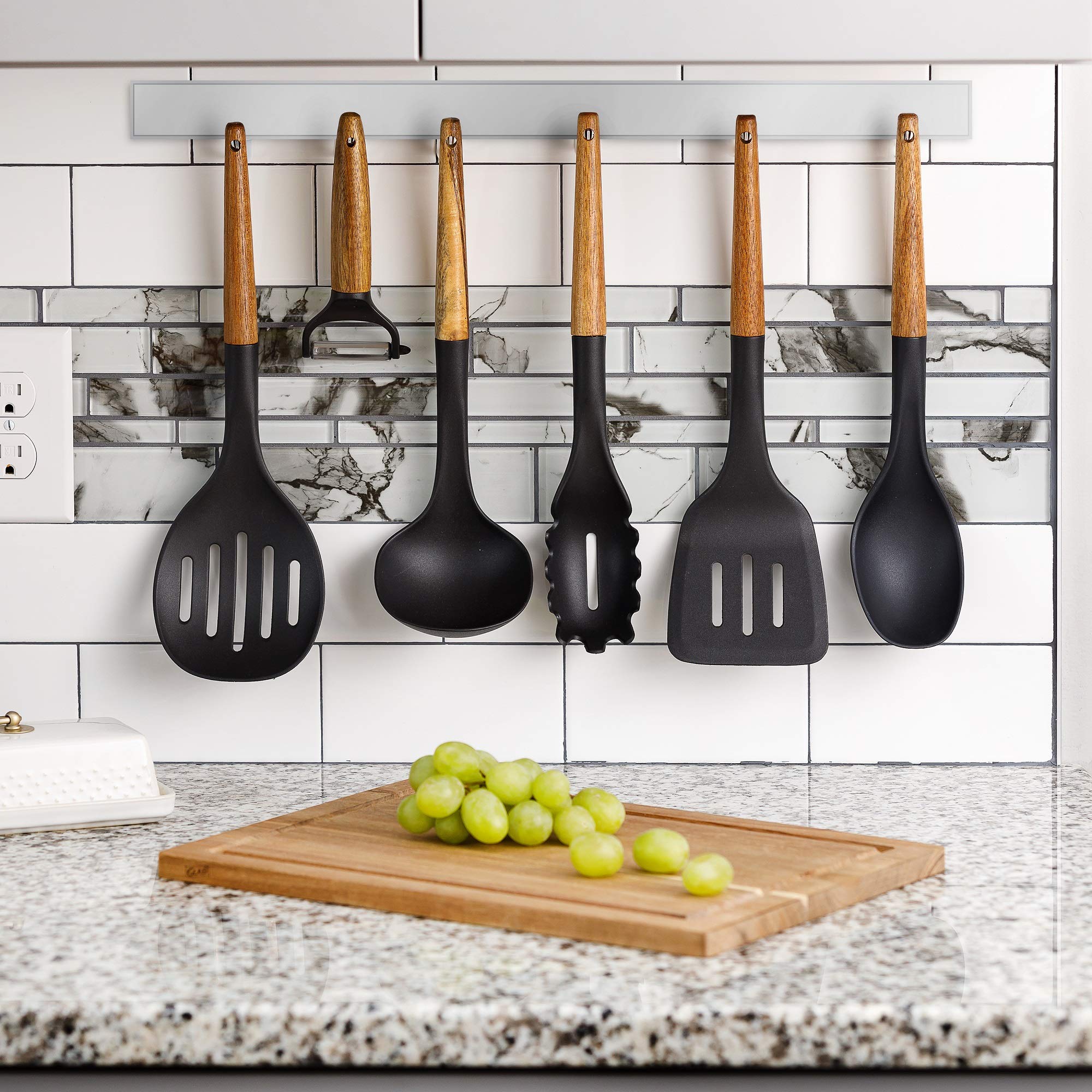 Glad Cooking Utensils Set with Acacia Wood Handles, 6 Pieces | Nylon Tools for Nonstick Cookware | Heat Resistant Kitchen Gadgets | Culinary Essentials