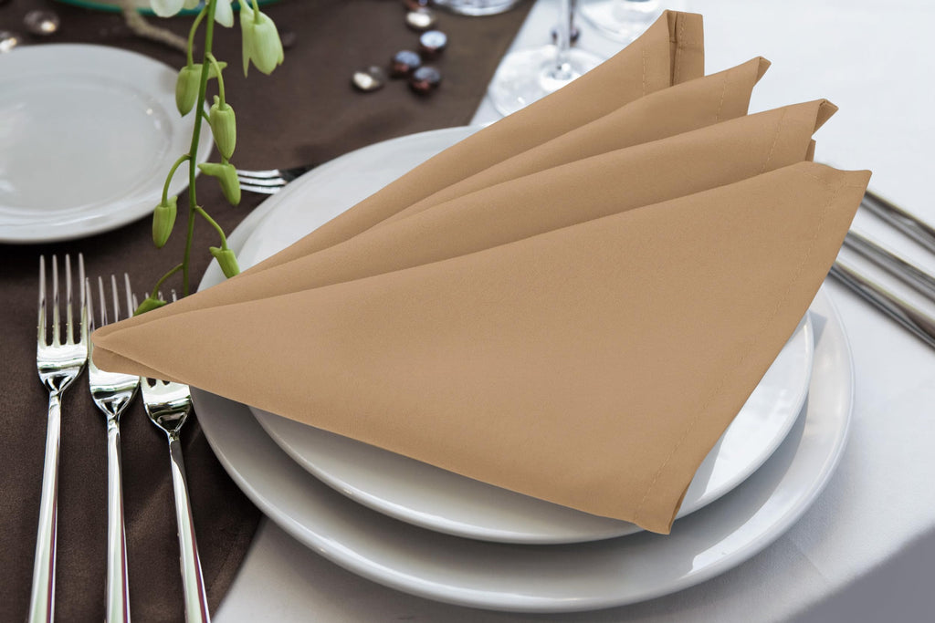 Utopia Home [24 Pack, Beige] Cloth Napkins 17x17 Inches, 100% Polyester Hemmed Edges, Washable and Reusable Ideal for Parties, Weddings and Dinners