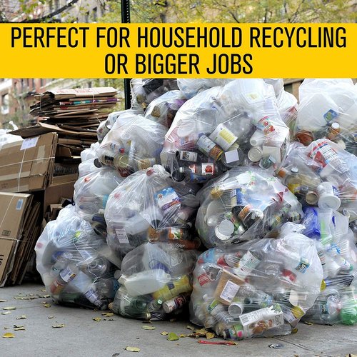 Aluf Plastics Heavy Duty 55 Gallon Transparent Trash Bags - (Value 50 Pack) - 1.5 MIL equivalent Industrial Strength Plastic 35" x 55" Fits Toter, Rubbermaid Brute, Carlislie Bronco etc.