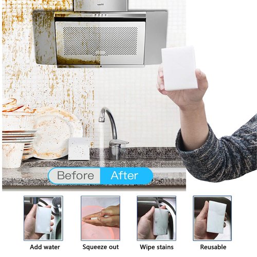 100 Pack Magic Sponges Eraser for Cleaning, Premium Reusable Melamine Sponge Scrubber Foam Cleaning Pads for Kitchen Dishes, Bathtub, Baseboard, Shoes Cleaner, Not Easily Rip