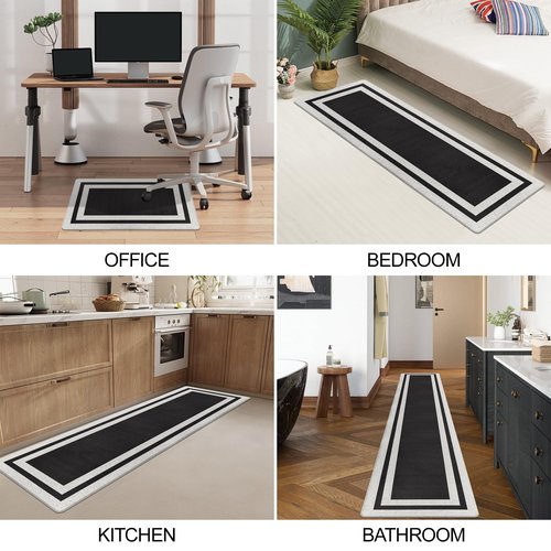 ATRUG Anti Fatigue Kitchen Mat Long Kitchen Mats for Floor Non Slip Waterproof Kitchen Rug Kitchen Runner Kitchen Floor Mats Cushioned Anti Fatigue for Kitchen Sink Office Laundry 17.3" x 70.8" Black
