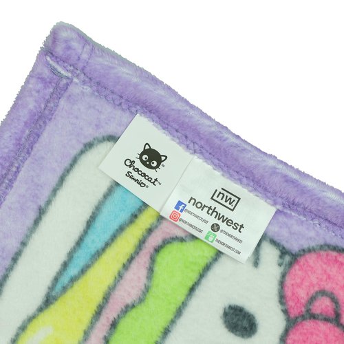 Northwest Chococat Blanket Go Choco Rainbow and Friends Plush Fleece Throw 46" X 60"