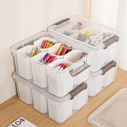 Citylife 17 QT Clear Plastic Storage Bins - Stackable Multipurpose Containers for Organizing Tools, Crafts & More