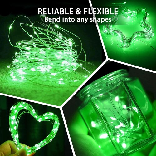 Green Fairy Lights - 12 Pack 7Ft 20 LED Twinkle String Lights | Battery Operated & Waterproof for Events