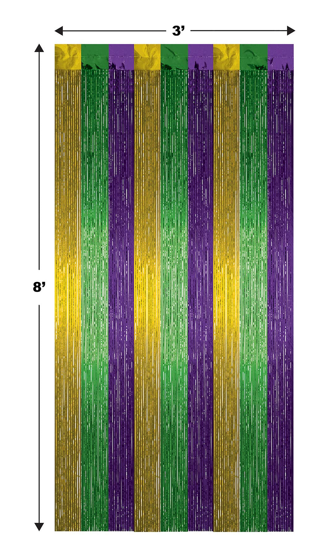 1-Ply FR Gleam 'N Curtain (gold, green, purple) Party Accessory  (1 count) (1/Pkg)