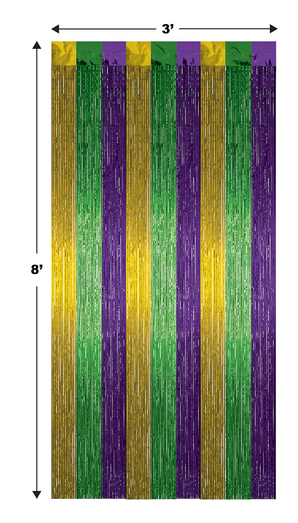 1-Ply FR Gleam 'N Curtain (gold, green, purple) Party Accessory  (1 count) (1/Pkg)