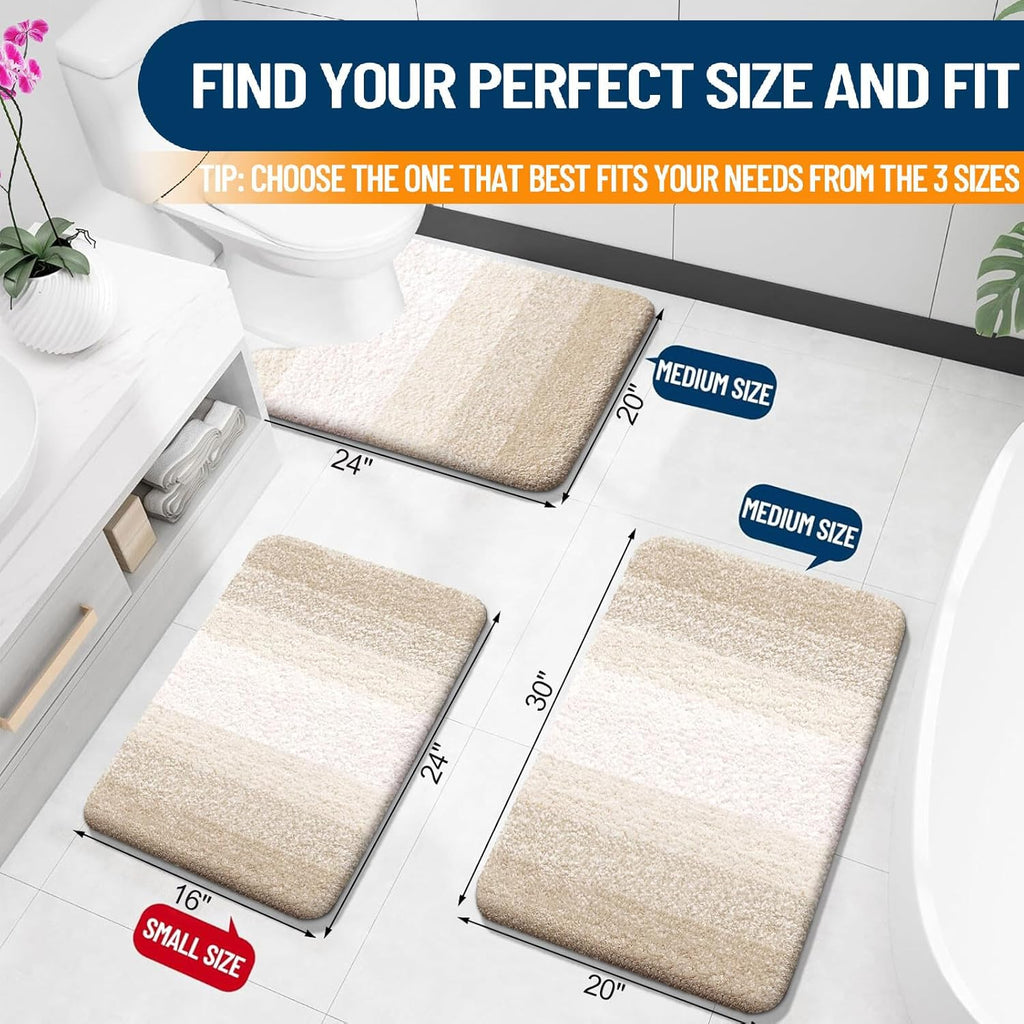 OLANLY Bath Rugs Mat - Extra Soft Microfiber, Quick Dry & Machine Washable | 30x20, Light Beige