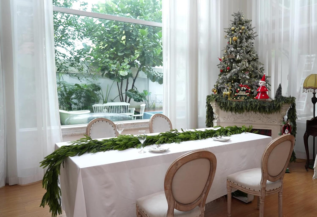 Norfolk Pine | 6 Ft Realistic Christmas Garland - Faux Winter Decor for Mantle, Table, Stairs & More