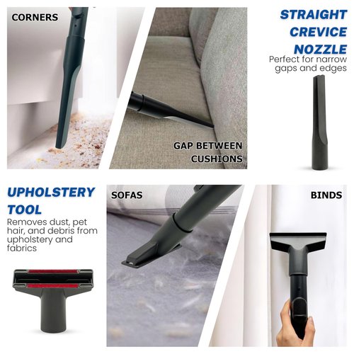 1-3/8'' Vacuum Brush Attachments for Shark, Miele & Most Canister/Handheld Vacuums - Crevice Tool, Upholstery & Horsehair Dusting Brushes - Pet Hair Removal Tool Attachment