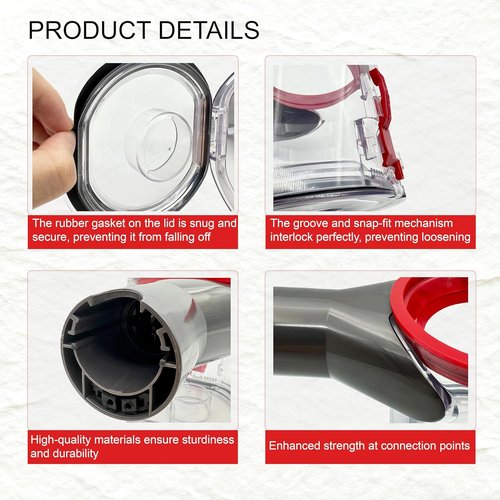 Dyson Dust Bin Replacement | Clear Canister for V7 V8 SV10 SV11 | Prevents Leakage & Restores Suction